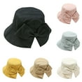 thumbnail image 2 of Women Sun Hat Solid Wide Brim Sun Hat with Bow Design Summer Travel Bucket Hat Beach Sun Protection Hats for Women Black A, 2 of 4