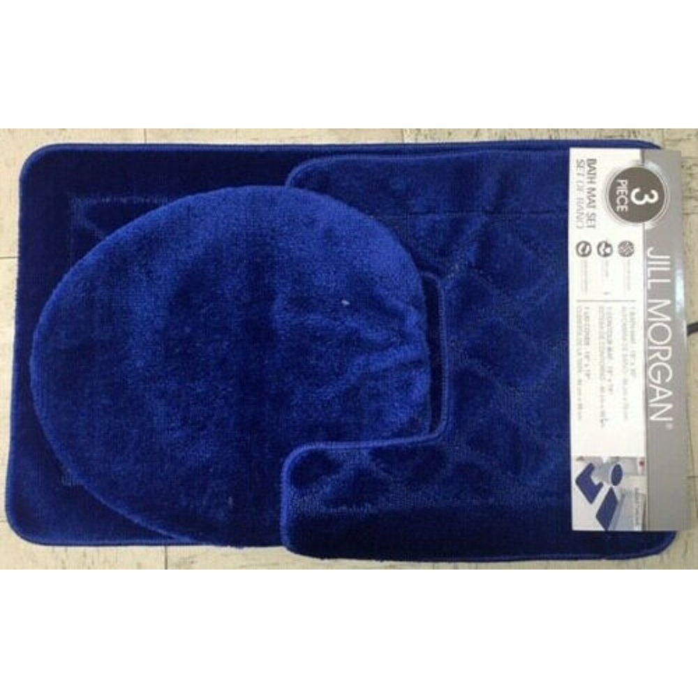 Basketweave 3 Piece Sculptured Bath Rug, Contour Rug and Lid Cover Set