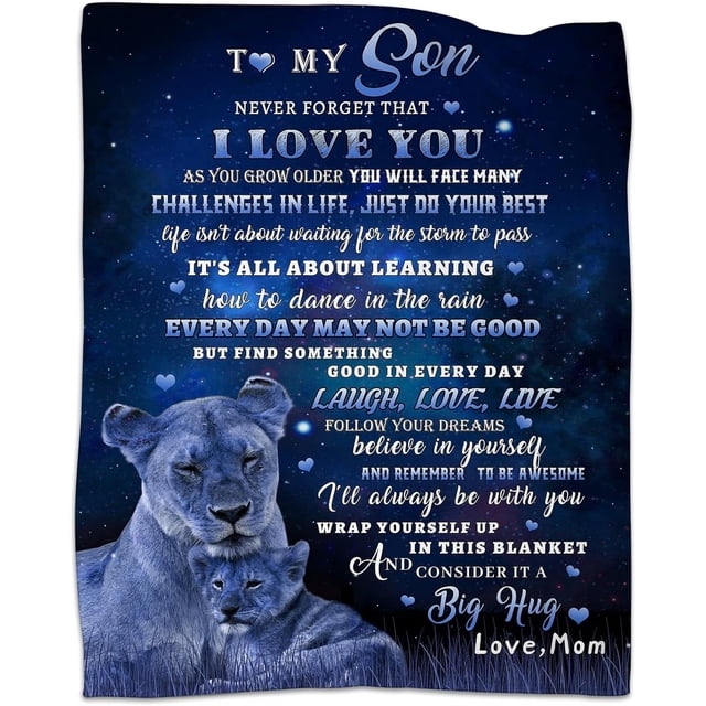 LHSHID Son Blanket Gift from Mom Son Lion Blanket Blankets for Son from Mom Son Throw Blanket from Mom Son Birthday Gifts for Son to My Son I Love You Son Gifts from Mom 60x80in