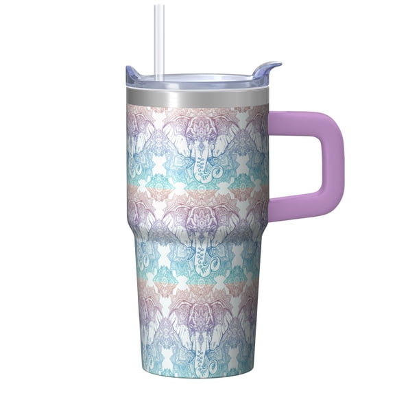 20oz elephant Tumbler with Handle Comfort Grip elephant Lover Cup Ideal Father's Day Christmas Gift for Women Men elephant Enthusiasts