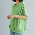 thumbnail image 5 of Fanxing Womens Boyfriend Pocket Shirts Loose Fit Crewneck Short Sleeve Tees Oversized Blouses Green,XXXL, 5 of 7
