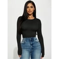 thumbnail image 4 of MOYIKO Slim Fitted Long Sleeve Shirts for Women Crewneck Tees Tight Basic Tops, 4 of 9