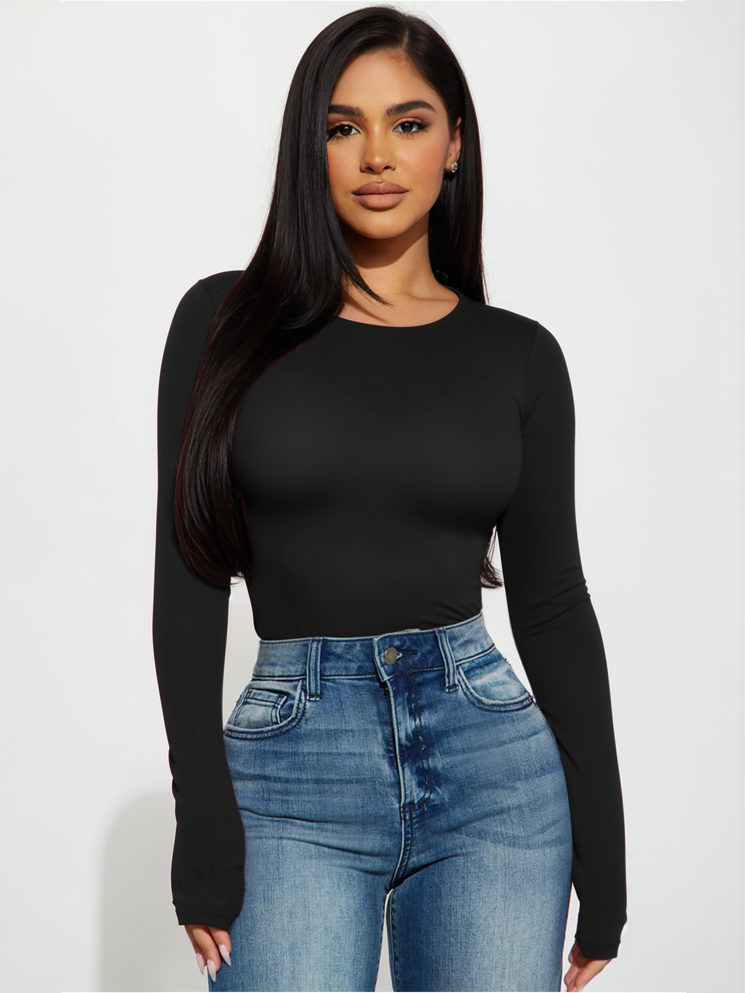 MOYIKO Women's Slim Fitted Long Sleeve Crew Neck Tee photo 4