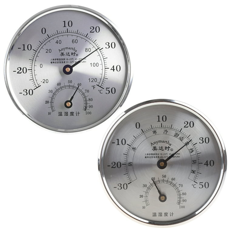Mini Round Clock shaped Indoor Outdoor Thermometer Hygrometer Home Off –  Aideepen
