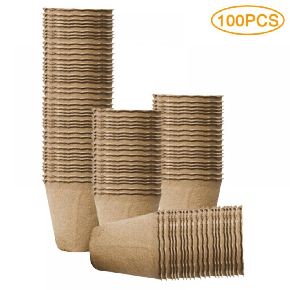 10/50/100X Nursery Pots Biodegradable Paper Pulp Peat Pot Plant Nursery/Cup Tray 