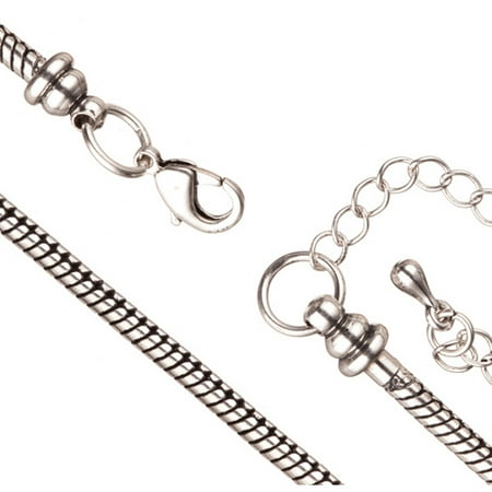 Sold House Charm - Bracelet Chain For Large Hole Charms (European Style) Antique-Silver Plated 2.7mm Snake 7 Inch With Lobster Claw Clasp And Extension Chain Sold per pkg of 1