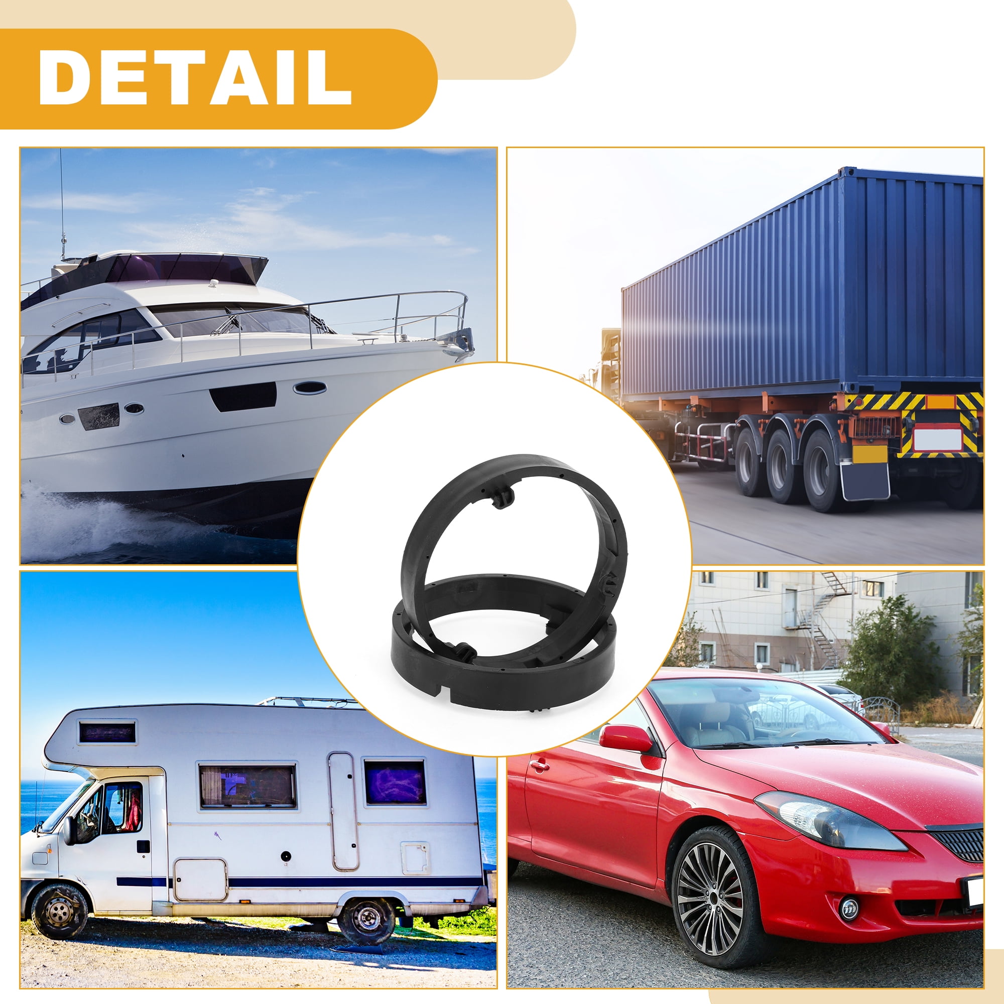 Unique Bargains Speaker Spacer Ring Adapter for Mitsubishi ABS Black Waterproof