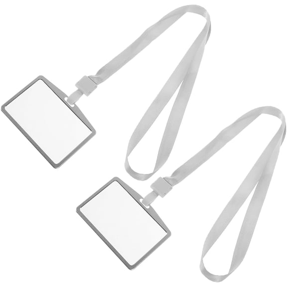 Aluminum Alloy Badge Holder Set with Lanyard, Metal ID Card Protectors for Office Employee Identification, Sturdy Badge Sleeves for Secure Workplace ID Storage(RL Silver 2 PCS)