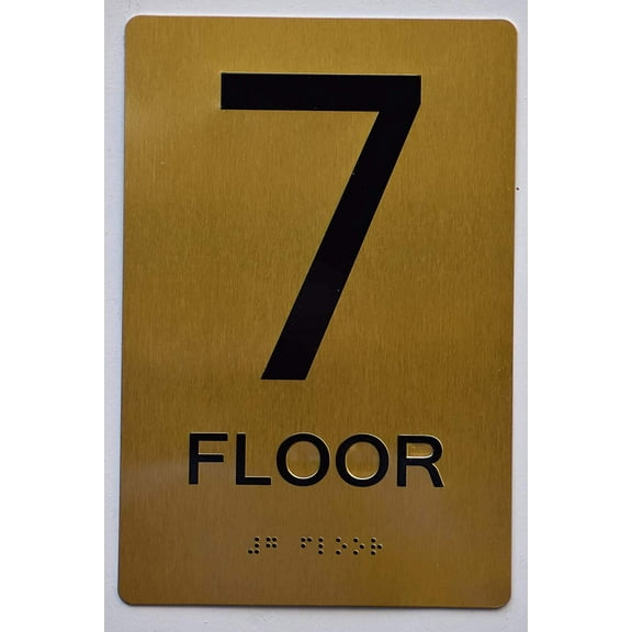 Floor 7 Sign- 7th Floor Sign- Gold(Aluminium, Gold/Black,Size 6X9) The Sensation line