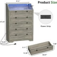 thumbnail image 2 of FANRAL 5 Drawers Dresser for Bedroom,Tall Dresser Modern Chest of Drawers with LED Open Shelf,Wood Closet Clothes Organizer Storage Cabinet,Light Gray Dresser, 2 of 8