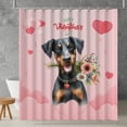 thumbnail image 2 of Happy Valentine's Day Doberman Pinscher holding flowers Shower Curtain Doberman Dog Lover Gifts Waterproof Bathroom Bathtub Curtain - 3005, 2 of 5
