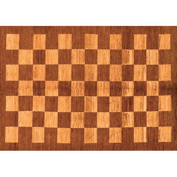 Ahgly Company Indoor Rectangle Checkered Orange Modern Area Rugs, 4' x 6'