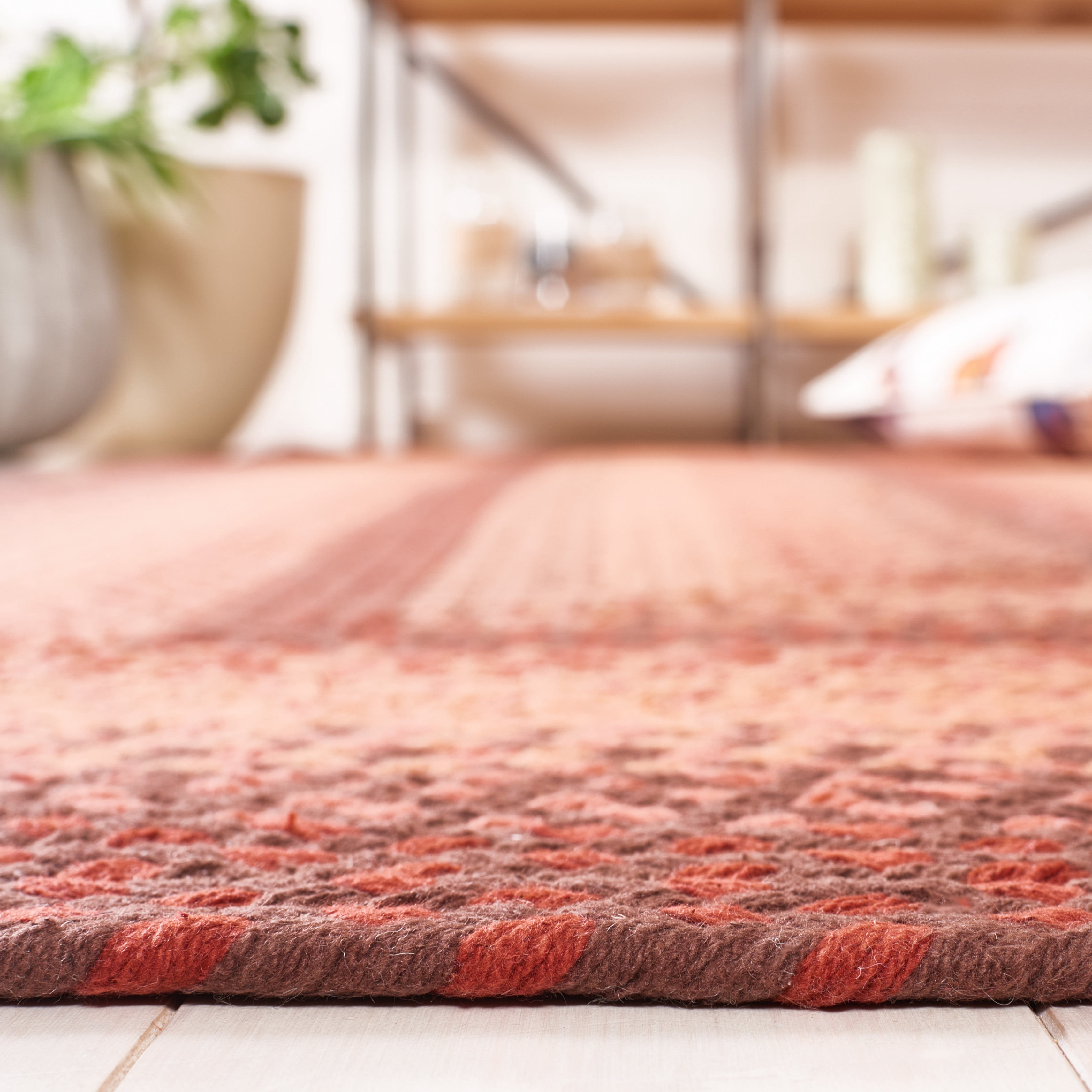 SAFAVIEH Braided Claes Bordered Reversible Area Rug, Orange/Rust, 6' x 6' Square