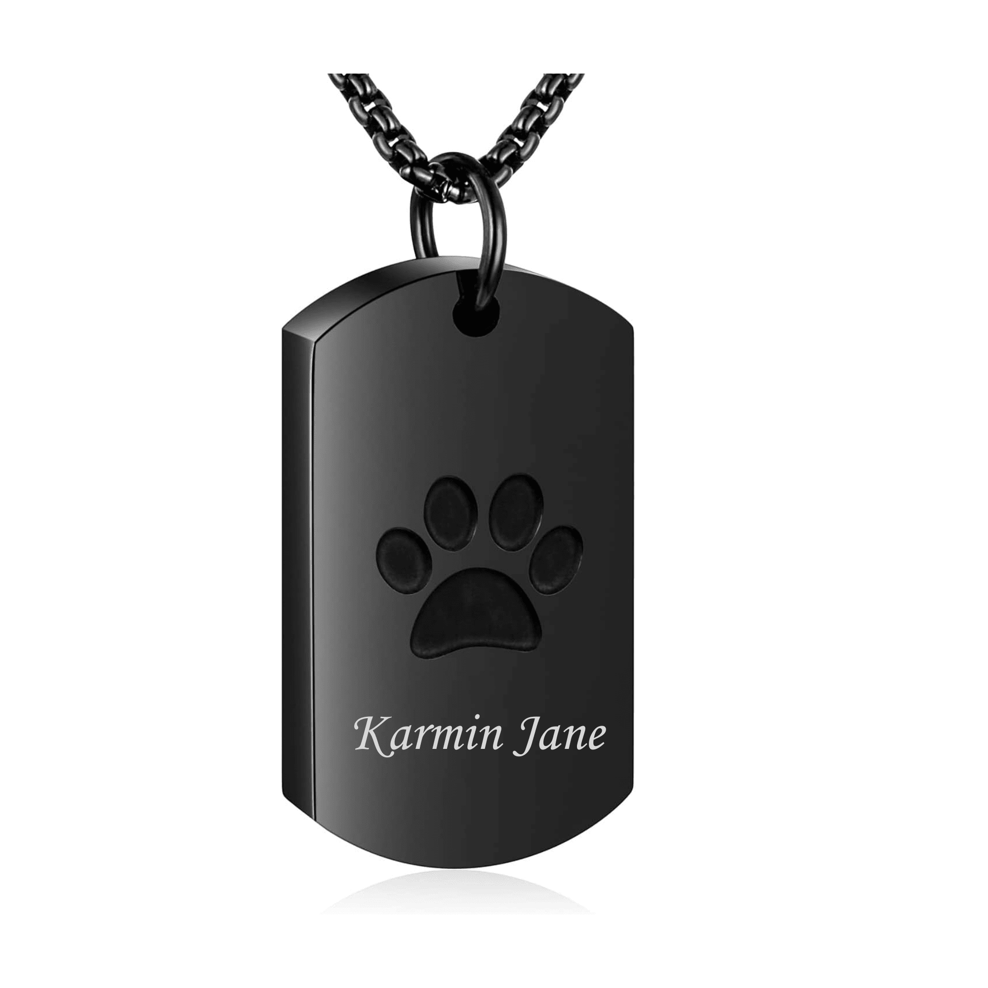Custom Cremation Jewelry Black Stainless Steel Dog Paw Ash Urn Pendant Necklace
