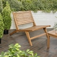 thumbnail image 3 of Leo Mid-Century Modern Wood Armless Outdoor Patio Chair, Natural, 3 of 10