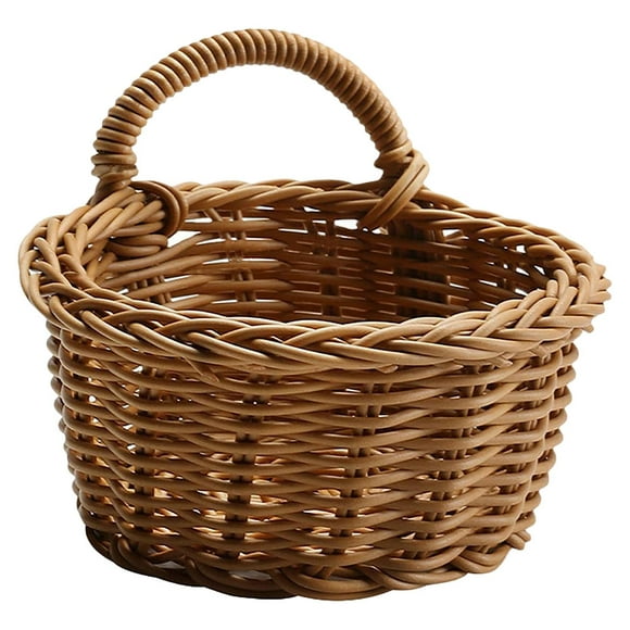 OULII Wicker Storage Wall Basket Hanging Wicker Baskets for General Users Light Brown 1Set