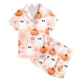 thumbnail image 4 of Leey-World Little Girl Halloween Pajamas Toddler Kids Halloween Pajamas Baby Girl Ghost Pjs Set Satin Silk Jammies, 4 of 5