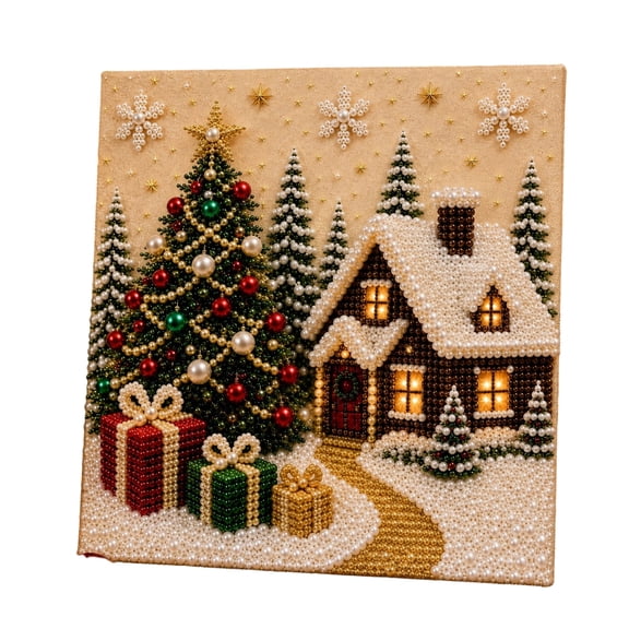 Premium 3D Pearl Christmas Wall Art Kit, DIY Christmas 3D Pearl Diamond Painting Art Kit, Creative Handmade Jewelry Craft Sets, Gifts for Holidays & Manual Loves
