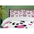 thumbnail image 4 of Ambesonne Cartoon Duvet Cover Set, Love Pandas Hearts, 2-Calking, Fuchsia Black White, 4 of 7
