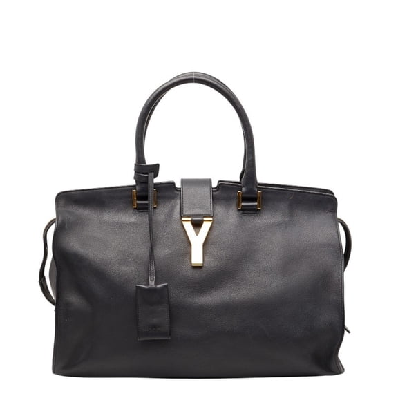 Pre-Owned Saint Laurent Y-Line Cabas Classic Handbag 311208 Black Leather Women's SAINT LAURENT