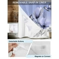 thumbnail image 3 of No Hook Cloth Fabric Shower Curtain with Snap in Liner, Spring Tulip Waterproof Shower Curtains Set with See Through Top Window, Watercolor Purple Flowers Butterfly Plants Bath Curtains 48"x72", 3 of 6
