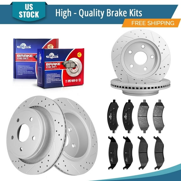 YXPCARS 12PCS Brake Kits, Brake Rotors Ceramic Brake Pads for Ram 1500 Classic 1500 Dodge Ram 1500 Durango Chrysler Aspen, Front Rear (53005, 53006, D1084, D967)