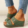 thumbnail image 2 of Dakaela Women's Platform Wedge Sandals Peep Toe High Heel Summer Slides Casual Slip on Shoes Green 7, 2 of 5