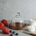 thumbnail image 5 of Glass Dome with Wooden Base for Food Display Cheese Serving Platter Dessert Stand with Clear Cover for Kitchen Tabletop Use, 5 of 5