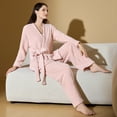 thumbnail image 4 of ZhiZhuang Fleece Pajamas for Women Plus Size,Long Sleeve Shirts with Thick Wide Leg Pajamas Home Pants Two Piece Outfit, 4 of 5
