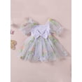 thumbnail image 3 of Musuos Baby Girl Summer Romper Dress 3M 6M 12M 18M 24M Short Puff Sleeve Bow Front Ribbed Bodysuit Newborn Cute Tulle Dress, 3 of 10