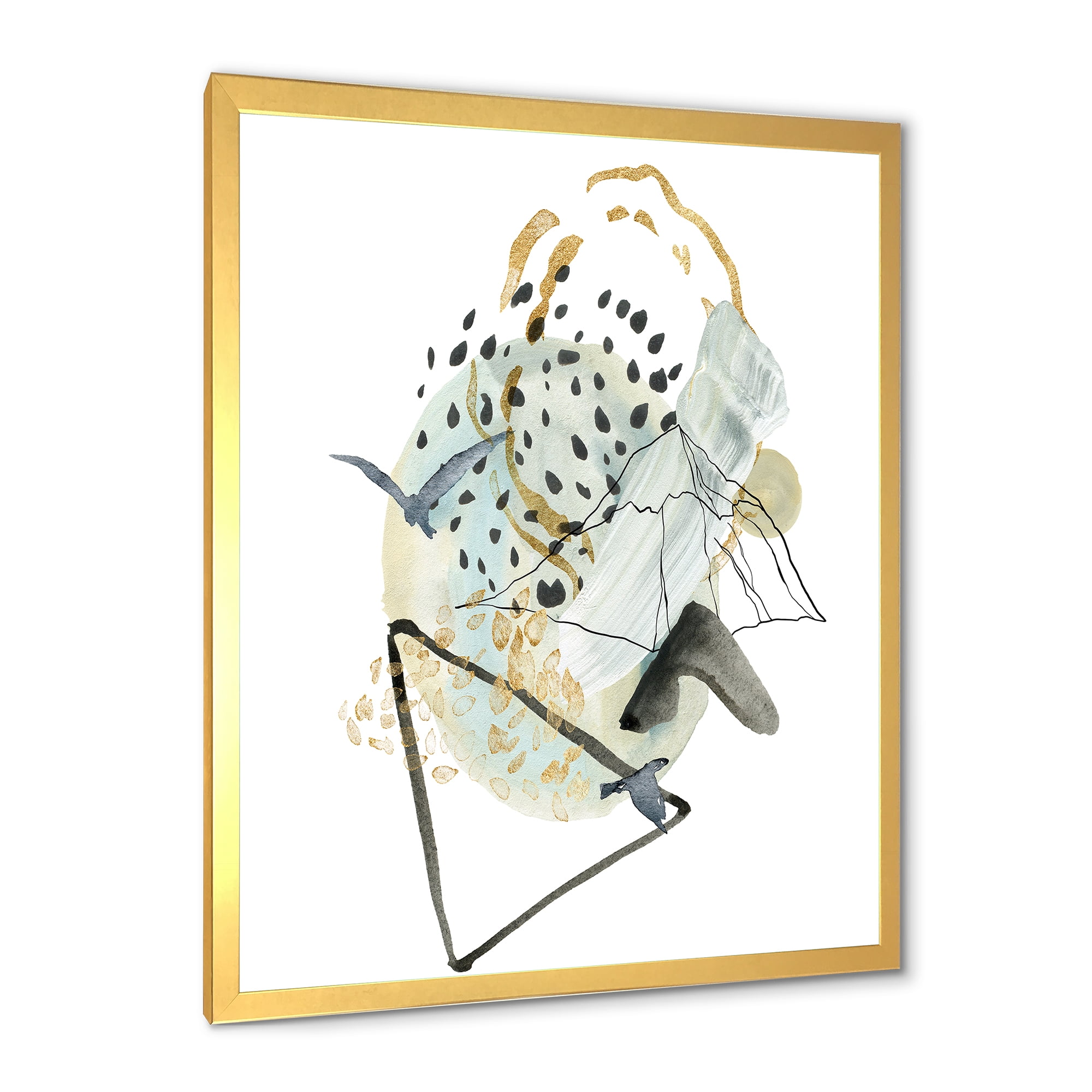 Designart 'Mountain Bird With Gouache Of Abstract Landscape' Modern Framed Art Print