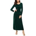 thumbnail image 4 of Vestido Urban CoCo de manga larga de terciopelo fruncido, verde elástico, 4 of 6