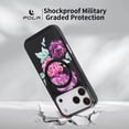 thumbnail image 2 of Magnetic Case for iPhone 16 Pro Compatible with MagSafe, Floral Pattern PU Leather Cute Phone Case for Women Girls, Durable TPU Bumper Shockproof Phone Cover for iPhone 16 Pro, Black, 2 of 8