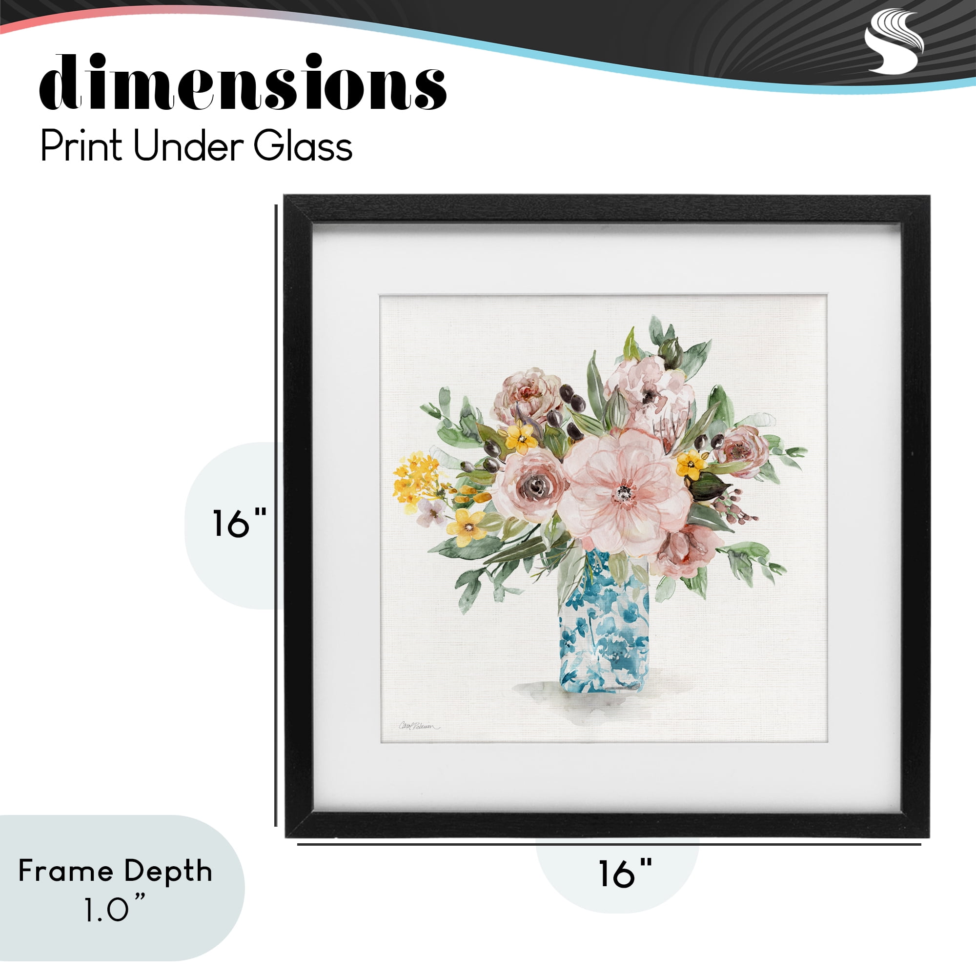 Stupell Industries Summer Chinoiserie Vase Black Framed Print Under Glass, design by Carol Robinson