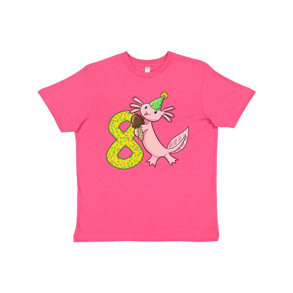 Inktastic 8th Birthday Axolotl with Ice Cream Youth T-Shirt