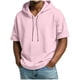 thumbnail image 1 of Ceisia Men's Relaxed Fit Short Sleeve Hooded T-Shirt with Drawstring and Side Pockets Pink XXL Gifts, 1 of 8
