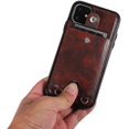 thumbnail image 4 of PU Leather Wallet Case for iPhone 11 Necklace Lanyard Case Cover with Card Holder Adjustable Detachable Anti-Lost Neck Strap for Apple iPhone 11 6.1",Brown, 4 of 18