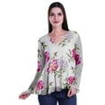 thumbnail image 2 of Moomaya Empire Waist Top Printed Dress V-Neck Full Sleeve Tunic Peplum Top For Women, 2 of 6