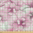 thumbnail image 2 of Ambesonne Floral Fabric by the Yard Upholstery, Romantic Magnolia Flowers, 1 Yard, Pink and Pale Grey, 2 of 5