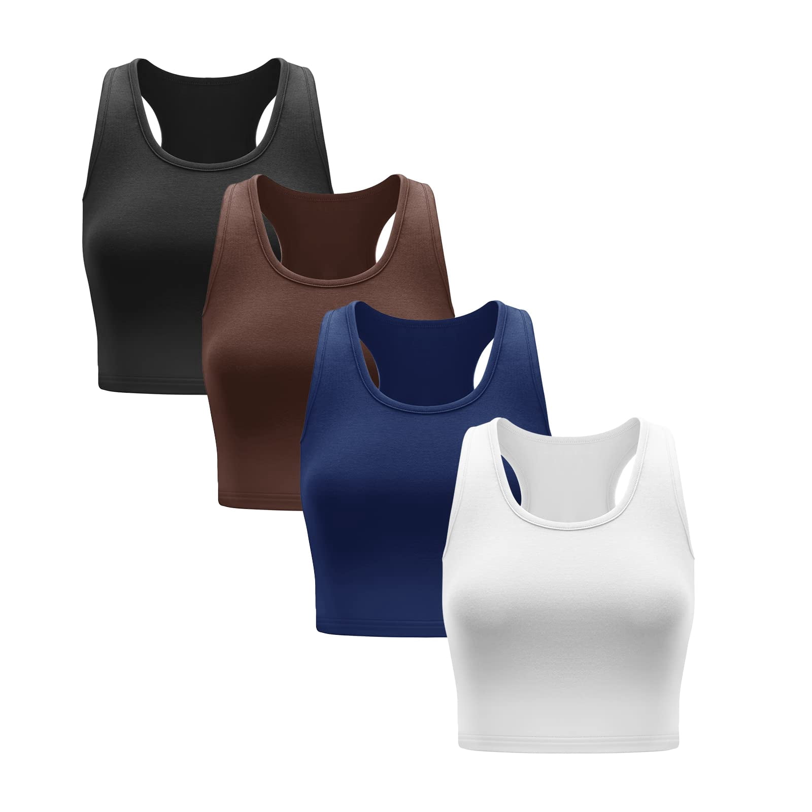 SlimPro 4 Pieces Basic Crop Tank Tops Sleeveless Racerback Crop Sport Top for Women - Walmart.com