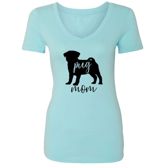 Pug Mom Womens V-Neck T-Shirt