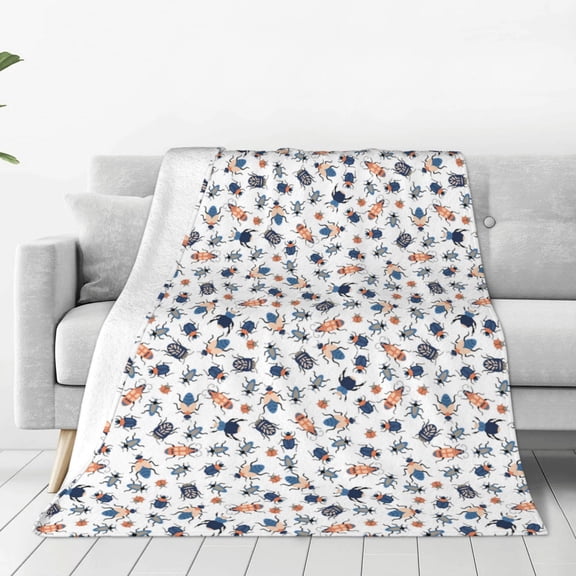 Rateoe natural insects Print Fuzzy Fleece Throw Blanket Extra Large,Super Soft,Fluffy and Warm Blankets for Couch,Bed,All Season Use-40"x30"