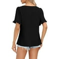 thumbnail image 5 of Square Neck Tops for Women, Yigetop Women's 2025 Summer Tops Trendy Short Sleeve Tshirt Ruffled Flared Sleeve Casual Square Neck Loose Fit Shirt Womens Summer Tops Black M, 5 of 5