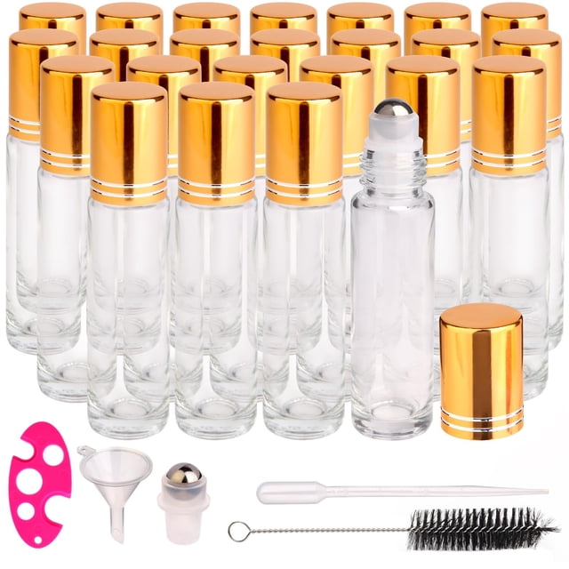 Botellas enrollables Inice de vidrio transparente de 10 ml con bola de acero inoxidable