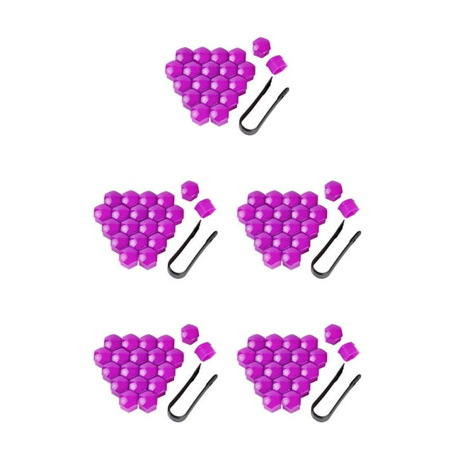 Decodeary 20 Pieces Car Wheel Nut Caps Auto Hub Screw Cover Dust-proof with Clip Purple 19mm 5Set