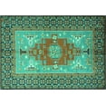 thumbnail image 1 of Ahgly Company Machine Washable Indoor Rectangle Persian Turquoise Blue Traditional Area Rugs, 5' x 7', 1 of 4