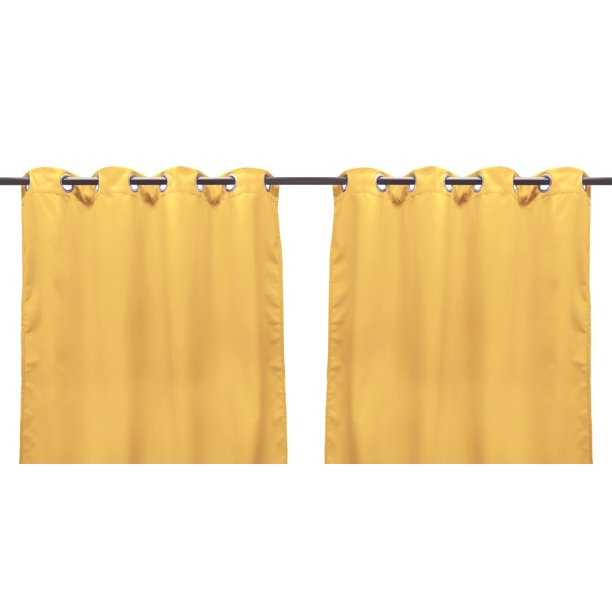 Set of 2, Outdoor Curtain Panels 54" X 96" Solid Canary