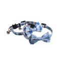 thumbnail image 4 of Collar para mascotas con estampado floral y cuadros, collar para gato con lazo y cascabel, 4 of 6
