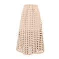 thumbnail image 5 of Gbsyewxs Womens Skirts Midi Skirt High Elastic Waist Hollow Out Layered Solid Color Beach Summer Women'S Skirts Beige, 5 of 6
