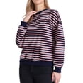 thumbnail image 4 of Sudaderas de cuello redondo a rayas de manga larga para mujeres XL Rosa, 4 of 6